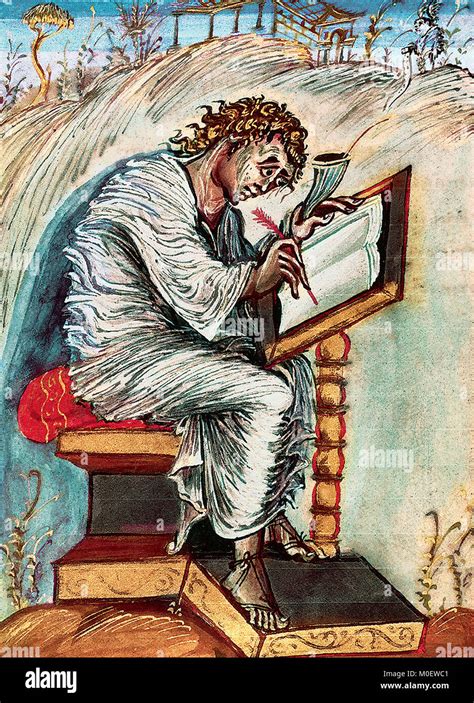 “Saint Matthew Writing His Gospel” -  A Triumphant Display of Manuscript Illumination and Symbolic Richness!